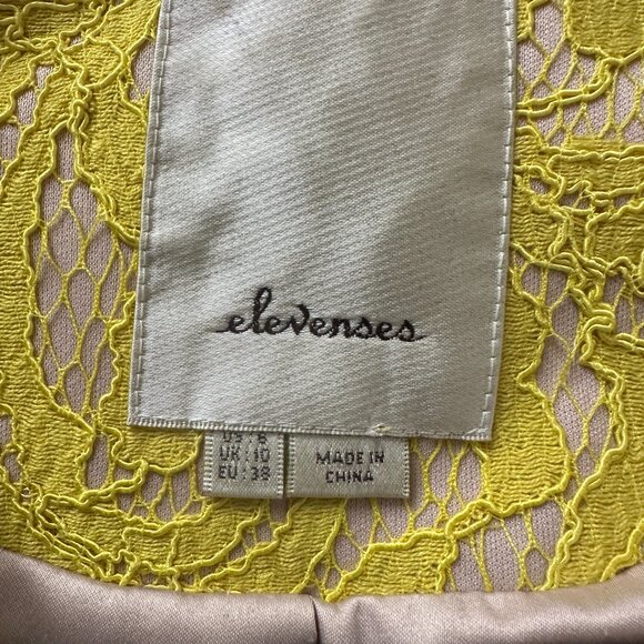 Anthropologie Elevenses Yellow Lace Blazer - Size 8 - Picture 3 of 3